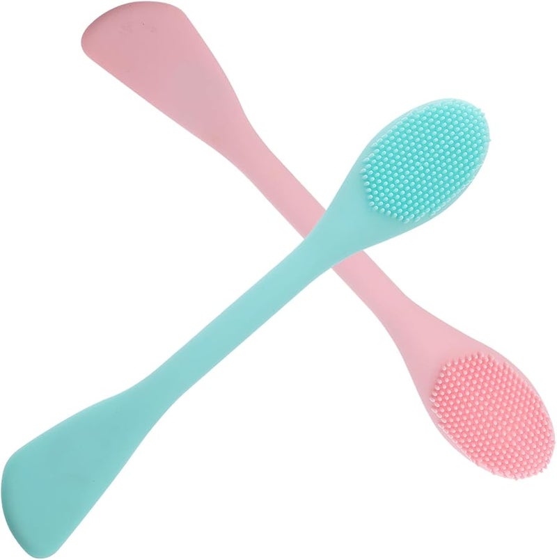 2Pcs Manual Silicone Facial Cleansing Brush Dual Head for Sensitive Skin Gentle Exfoliation - Image 1